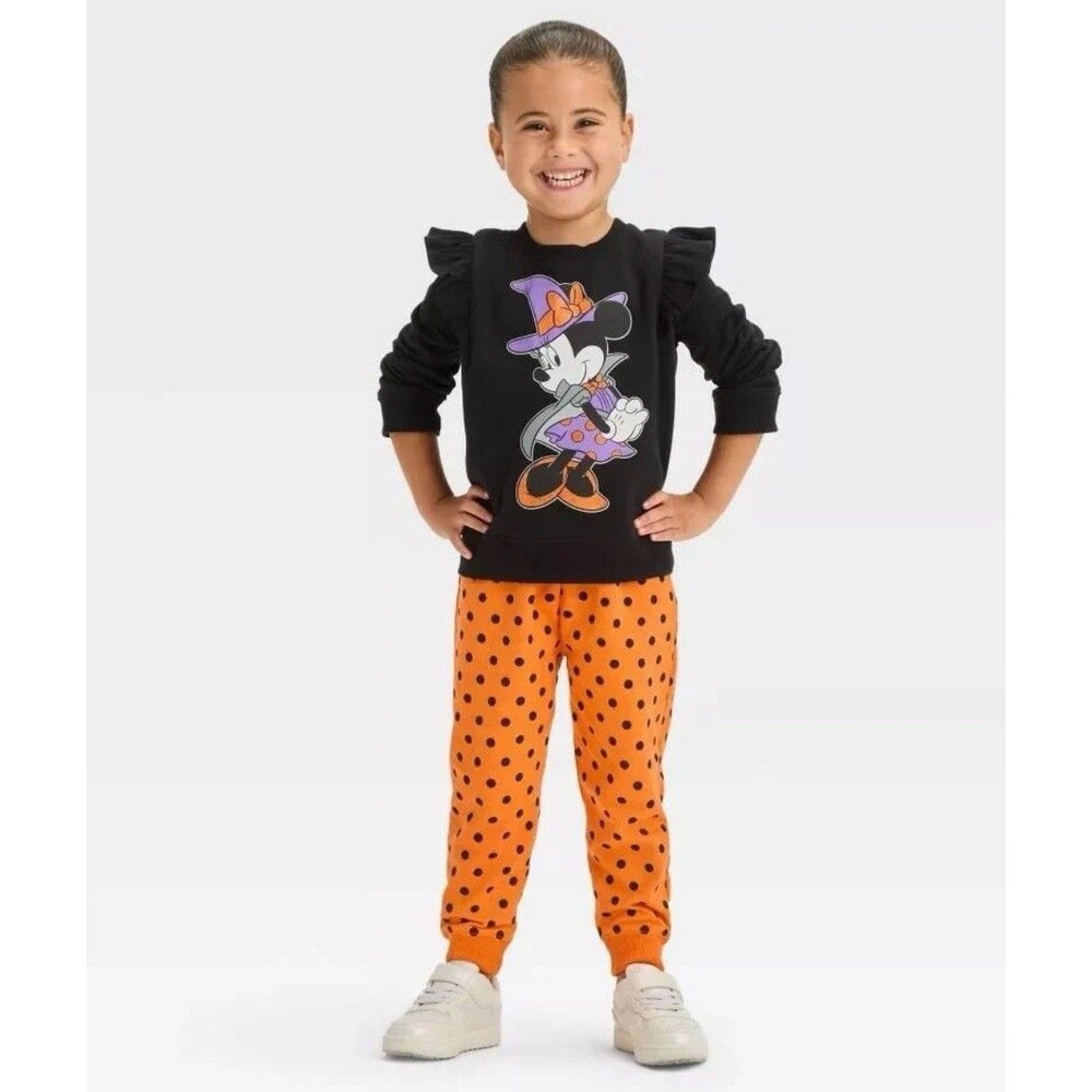 Toddler Girls MINNIE MOUSE Halloween Sweatshirt & Joggers Pants Size 3T NWT